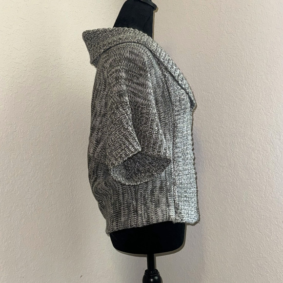 Say What? Y2K VTG Cardigan Sweater Women’s Large Gray Shawl Collar Short Sleeve - Picture 3 of 6